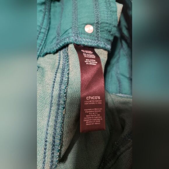 Chico’s So Slimming Straight Leg Green Jean size 00 US XS/2 - Picture 9 of 11